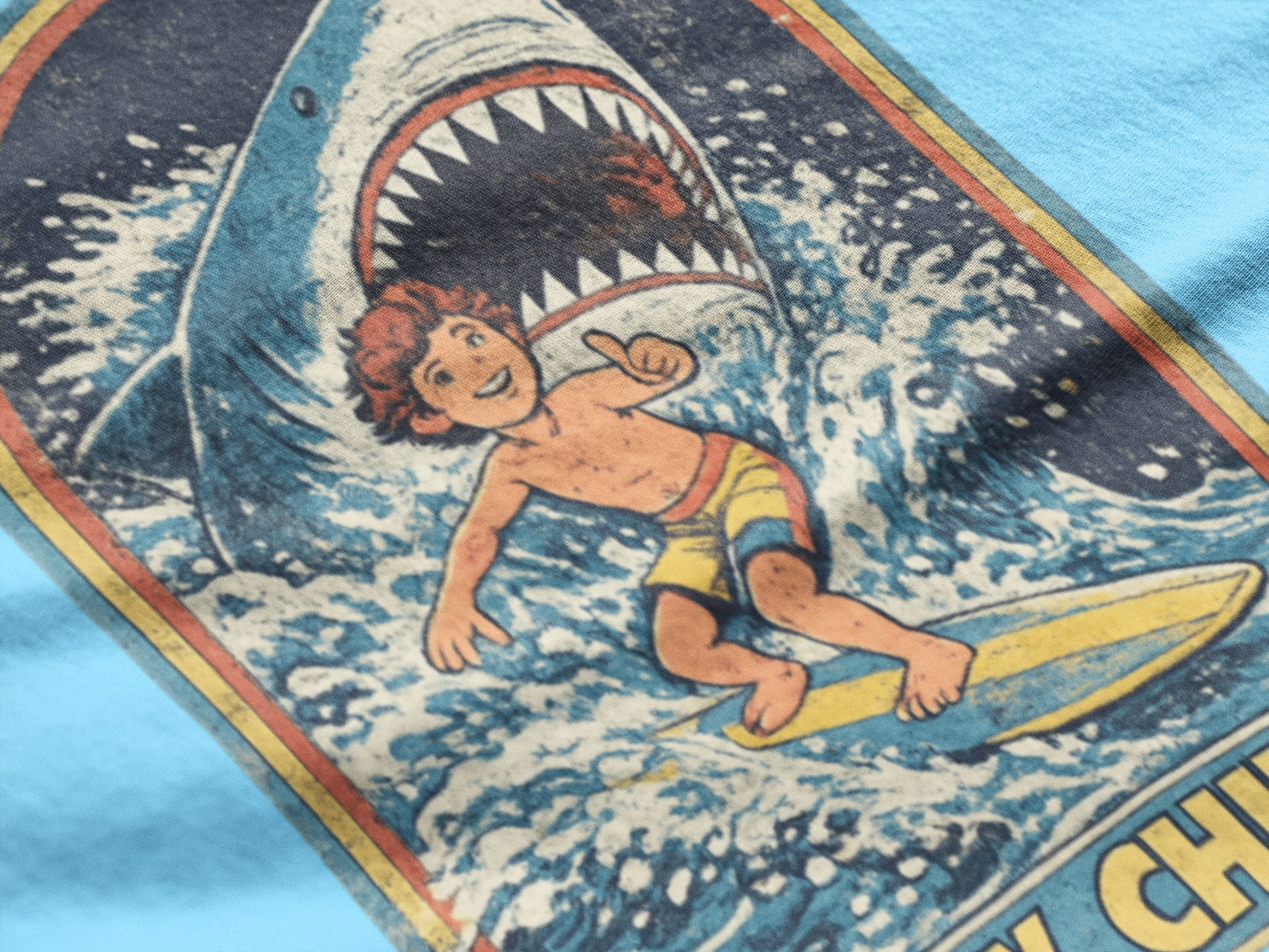 Stay Chill Surfer Shark Tee | Retro 70s Surf Shirt